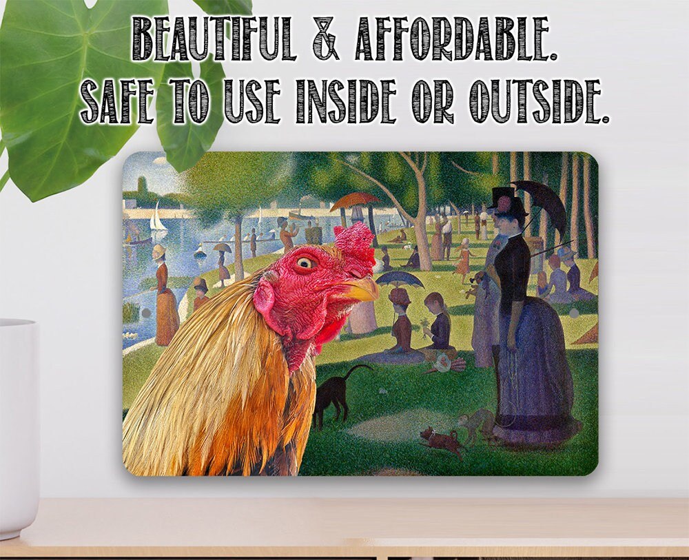 A Sunday Afternoon on the Island of La Grande Painting - Interrupted Rooster - Metal Sign Metal Sign Lone Star Art 