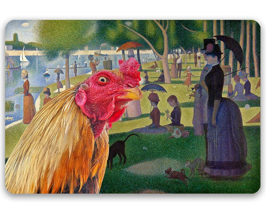 A Sunday Afternoon on the Island of La Grande Painting - Interrupted Rooster - Metal Sign Metal Sign Lone Star Art