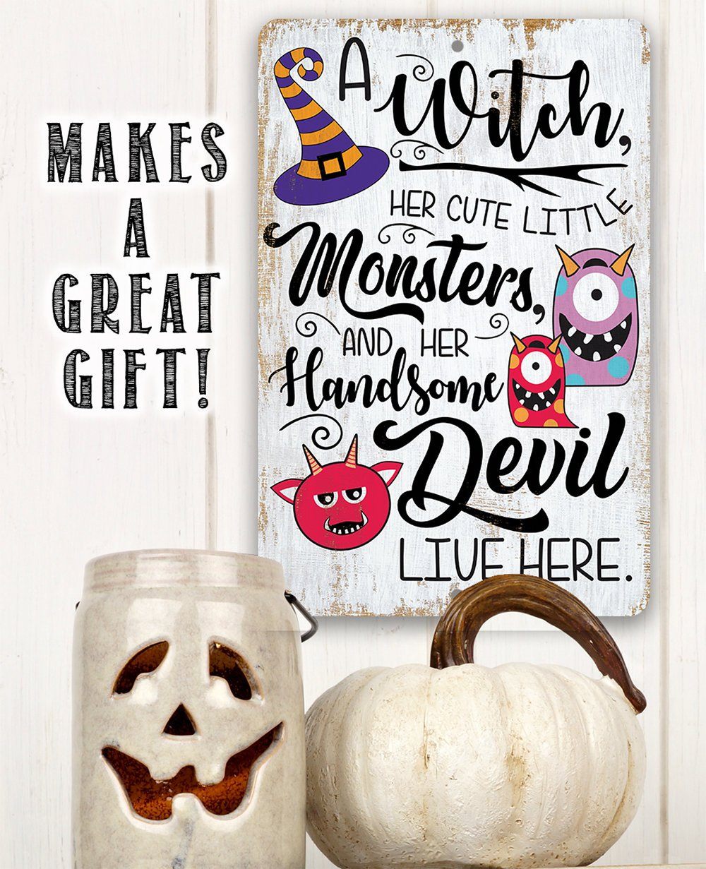 A Witch and Her Little Monsters - Metal Sign | Lone Star Art.