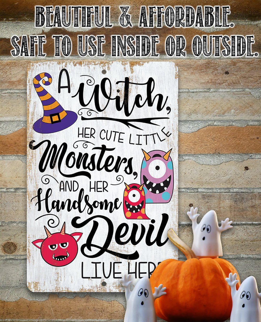 A Witch and Her Little Monsters - Metal Sign | Lone Star Art.