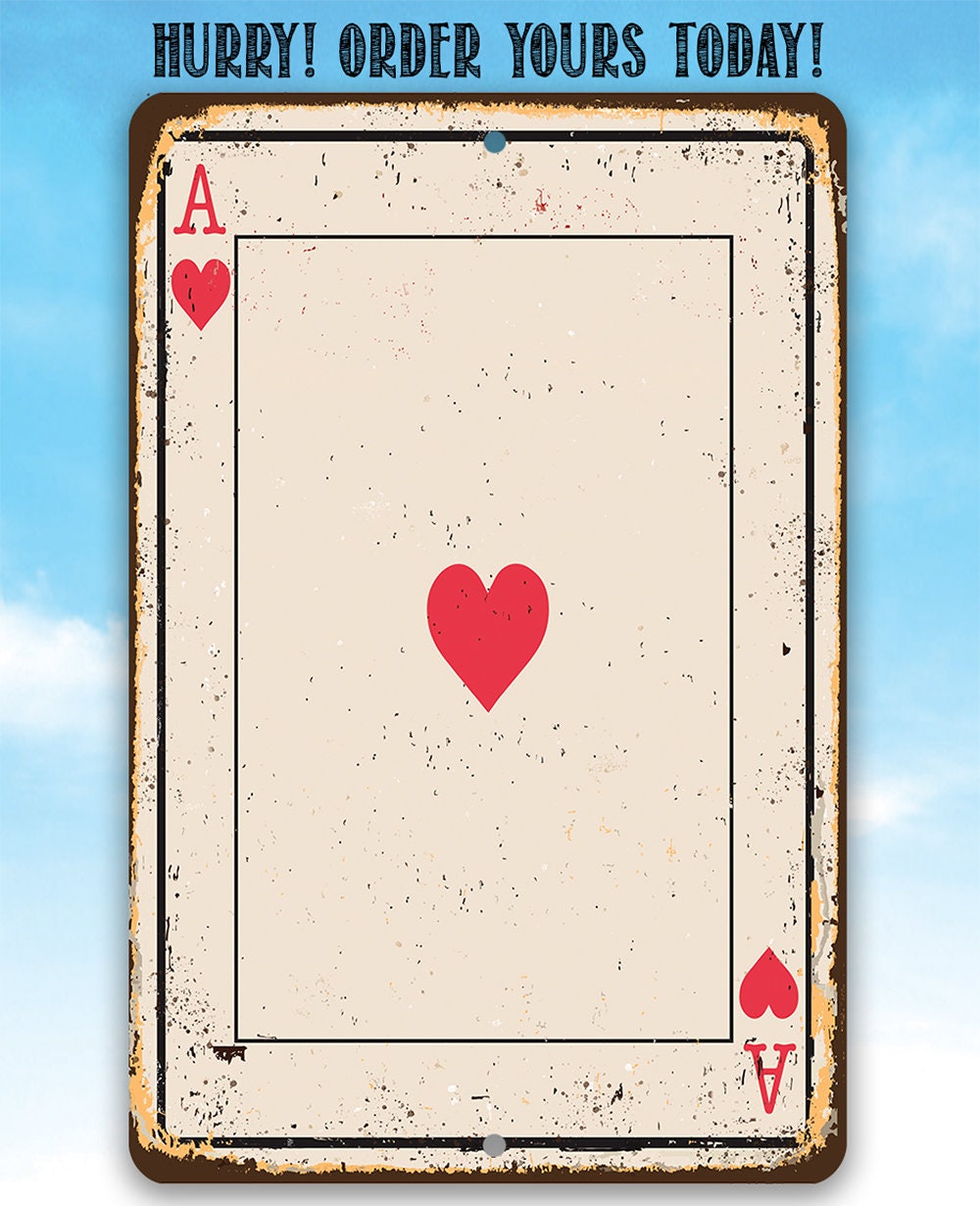 Ace of Hearts Card - 8" x 12" or 12" x 18" Aluminum Tin Awesome Gothic Metal Poster Lone Star Art 