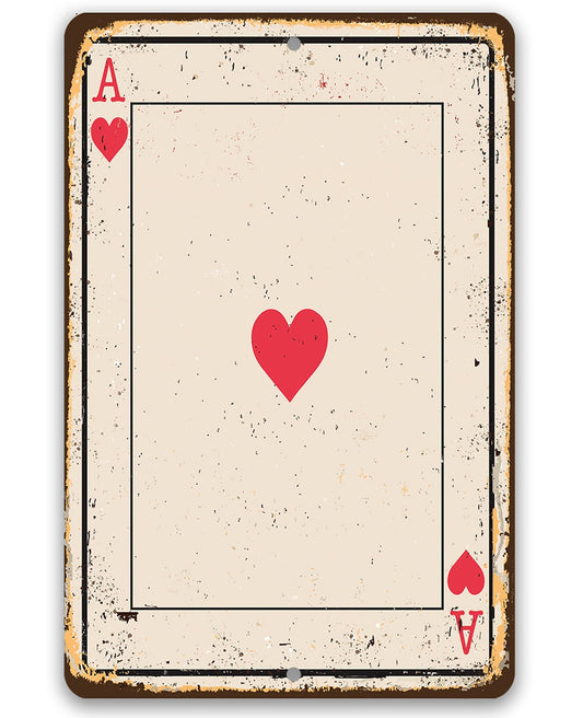 Ace of Hearts Card - 8" x 12" or 12" x 18" Aluminum Tin Awesome Gothic Metal Poster Lone Star Art
