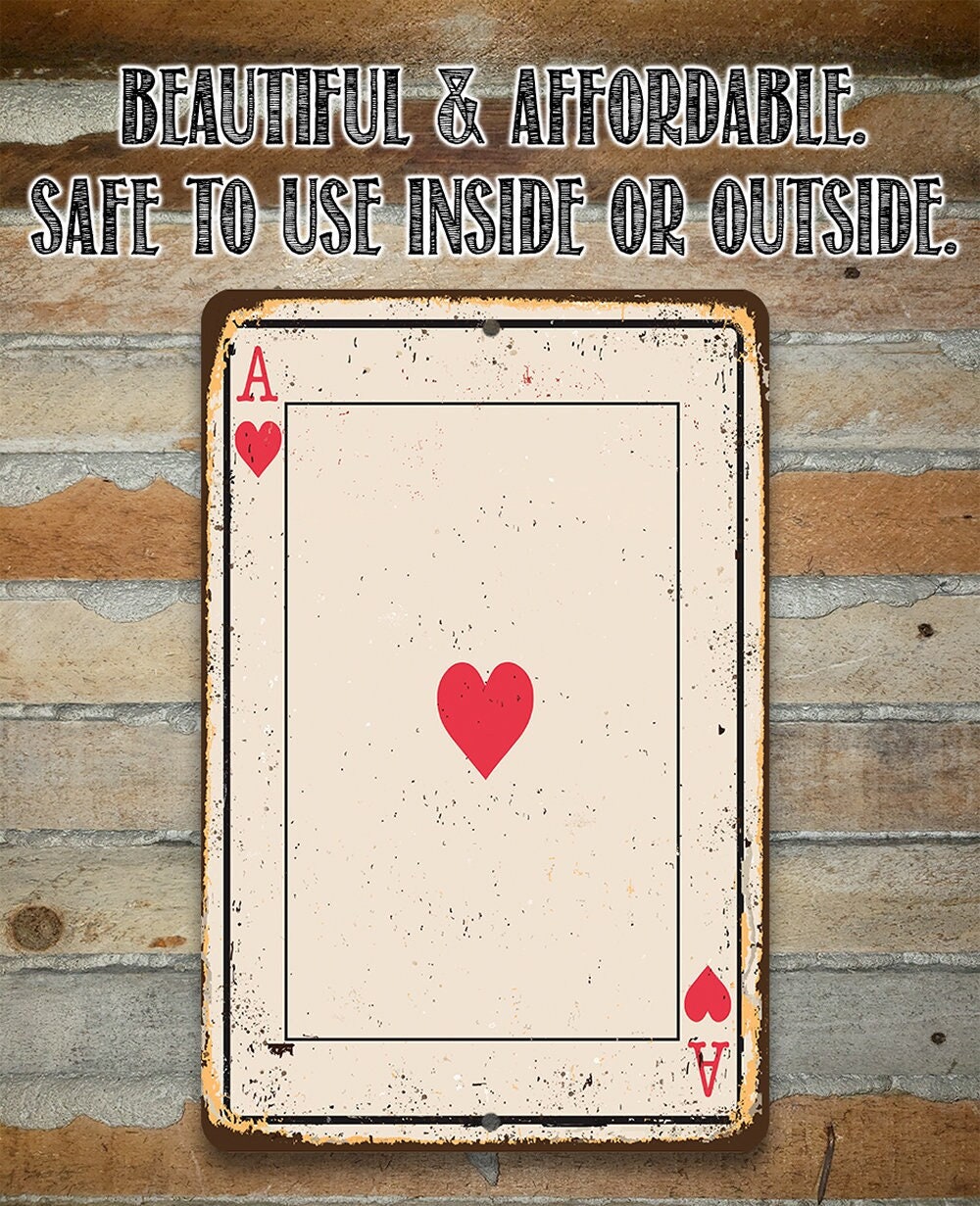 Ace of Hearts Card - 8" x 12" or 12" x 18" Aluminum Tin Awesome Gothic Metal Poster Lone Star Art 