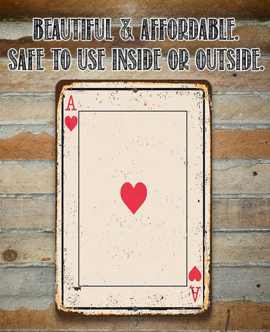 Ace of Hearts Card - 8" x 12" or 12" x 18" Aluminum Tin Awesome Gothic Metal Poster Lone Star Art