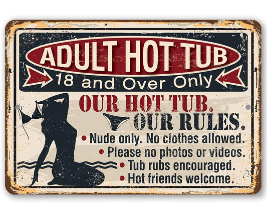 Adult Hot Tub - Metal Sign | Lone Star Art.