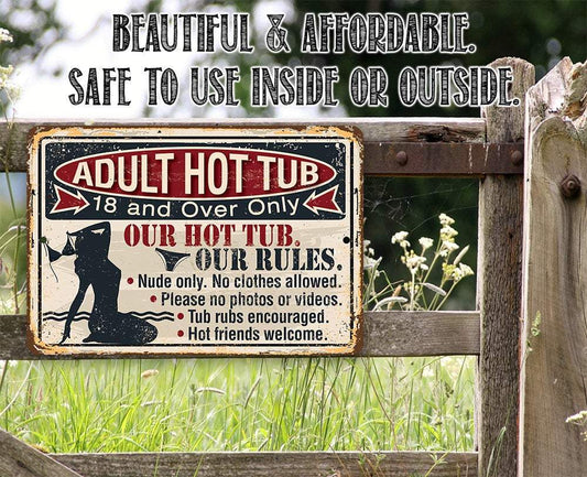 Adult Hot Tub - Metal Sign | Lone Star Art.