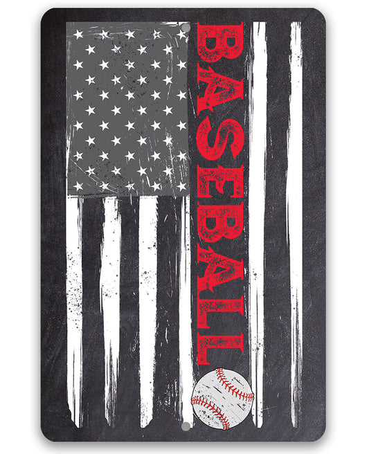 American Flag - Baseball - Metal Sign Metal Sign Lone Star Art