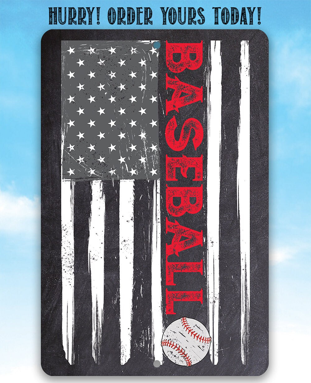 American Flag - Baseball - Metal Sign Metal Sign Lone Star Art 