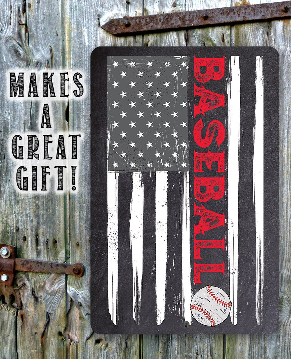 American Flag - Baseball - Metal Sign Metal Sign Lone Star Art 