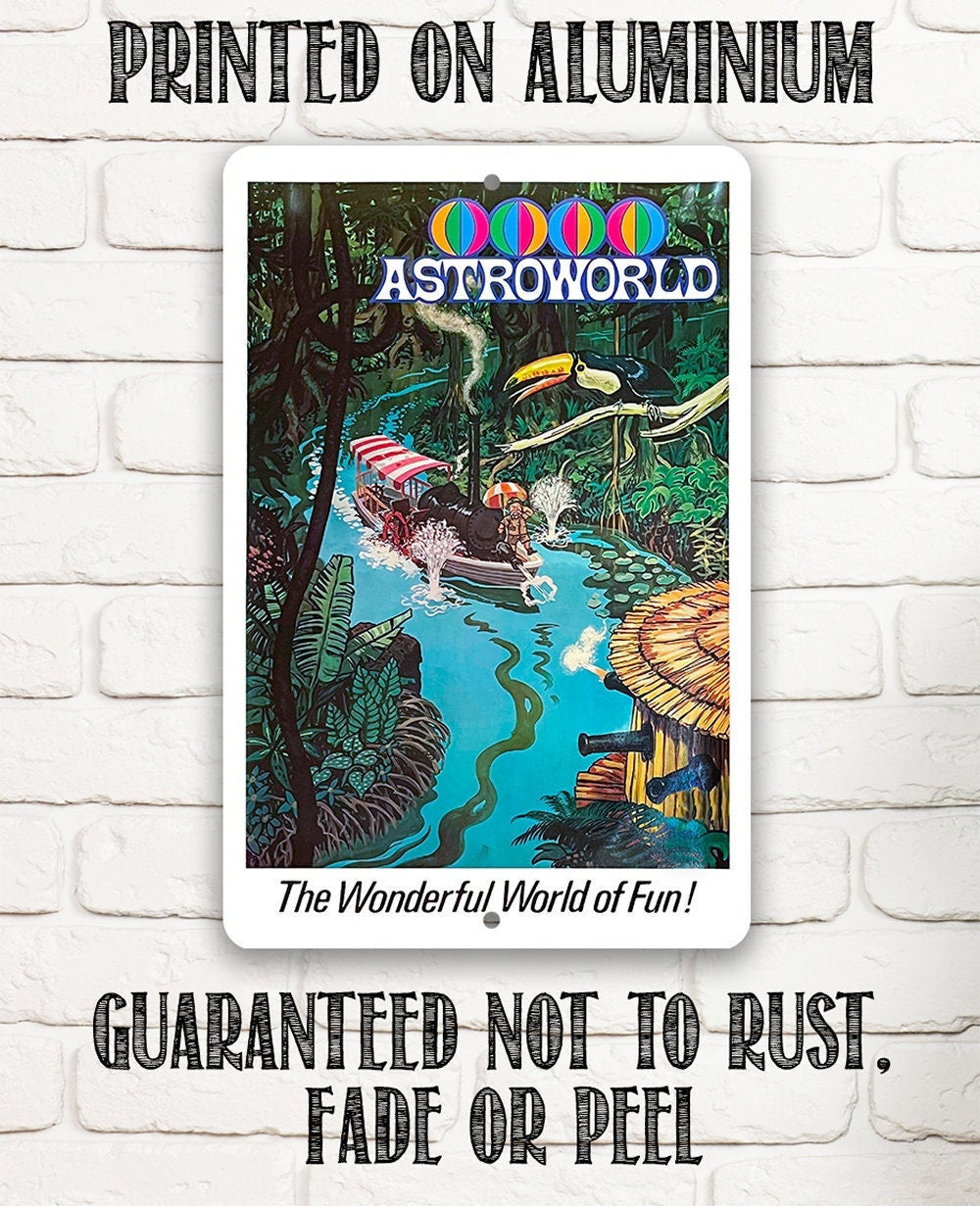 AstroWorld Park River of No Return - 8" x 12" or 12" x 18" Aluminum Tin Awesome Metal Poster Lone Star Art 