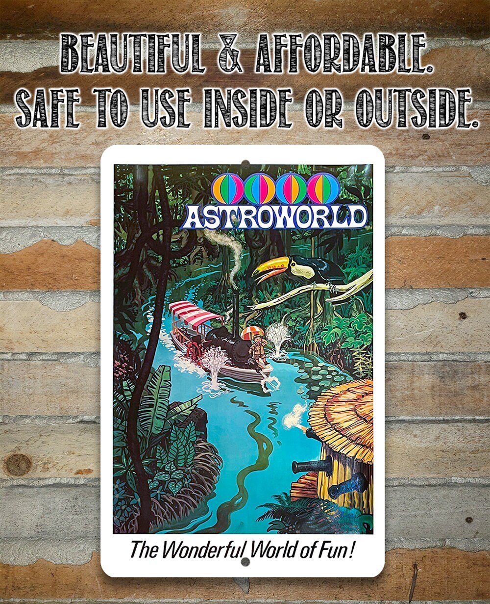 AstroWorld Park River of No Return - 8" x 12" or 12" x 18" Aluminum Tin Awesome Metal Poster Lone Star Art 