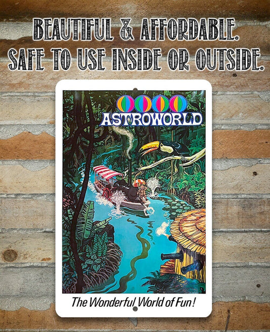 AstroWorld Park River of No Return - 8" x 12" or 12" x 18" Aluminum Tin Awesome Metal Poster Lone Star Art 