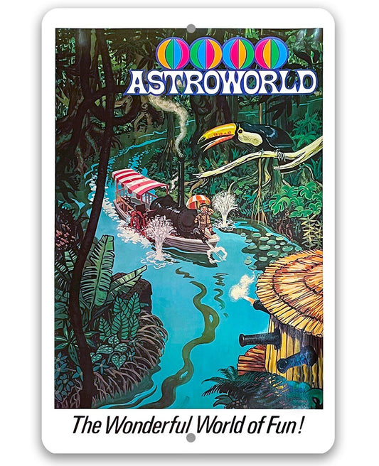AstroWorld Park River of No Return - 8" x 12" or 12" x 18" Aluminum Tin Awesome Metal Poster Lone Star Art 