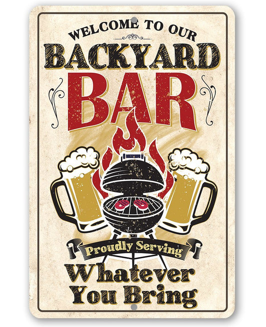 Backyard Bar - Metal Sign | Lone Star Art.