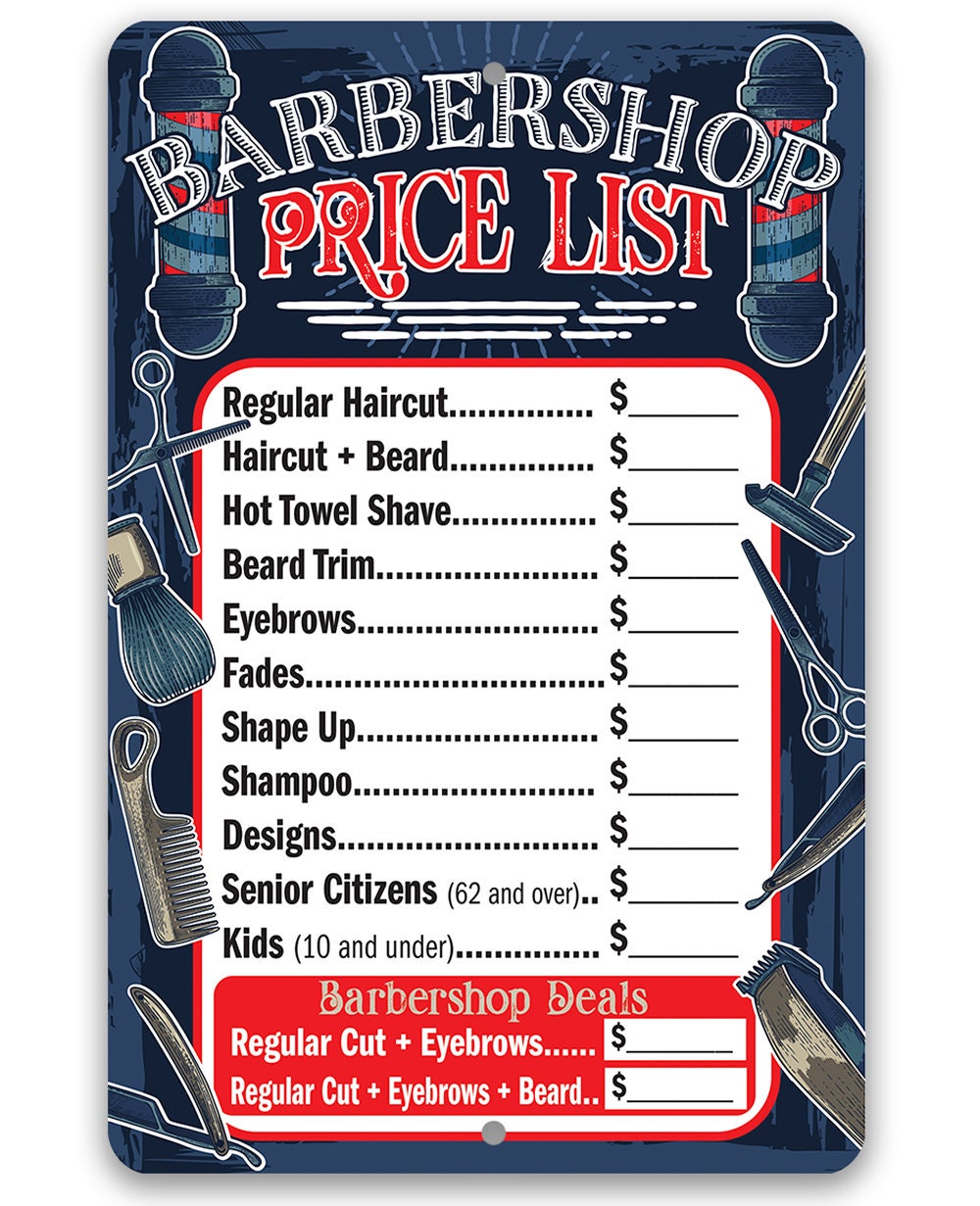 Barbershop Price List 8 X 12 Or 12 X 18 Aluminum Tin Awesome Metal Poster Lone Star Art 461026 ?v=1660917313