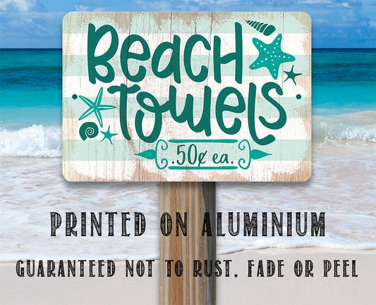 Beach Towels - Metal Sign | Lone Star Art.