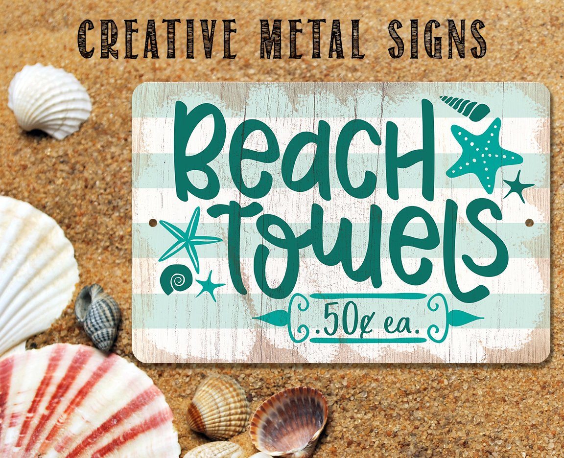 Beach Towels - Metal Sign | Lone Star Art.
