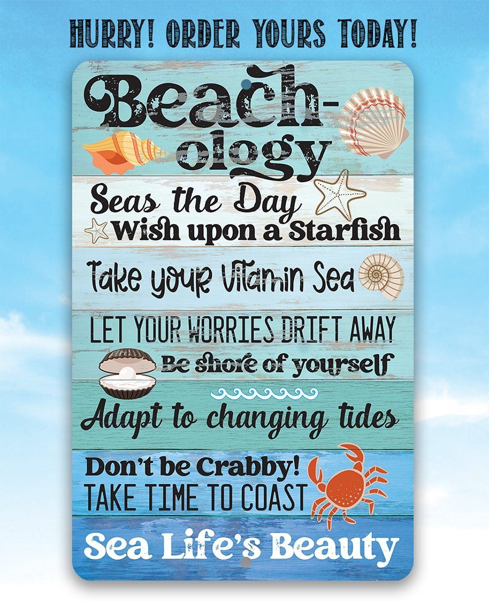 Beachology Sea Life's Beauty - Metal Sign | Lone Star Art.