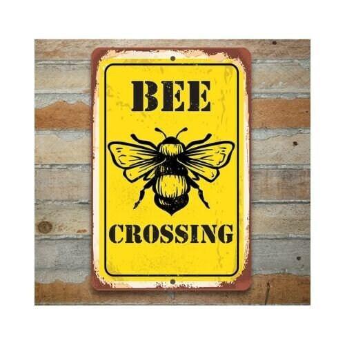 Bee Crossing - Metal Sign | Lone Star Art.
