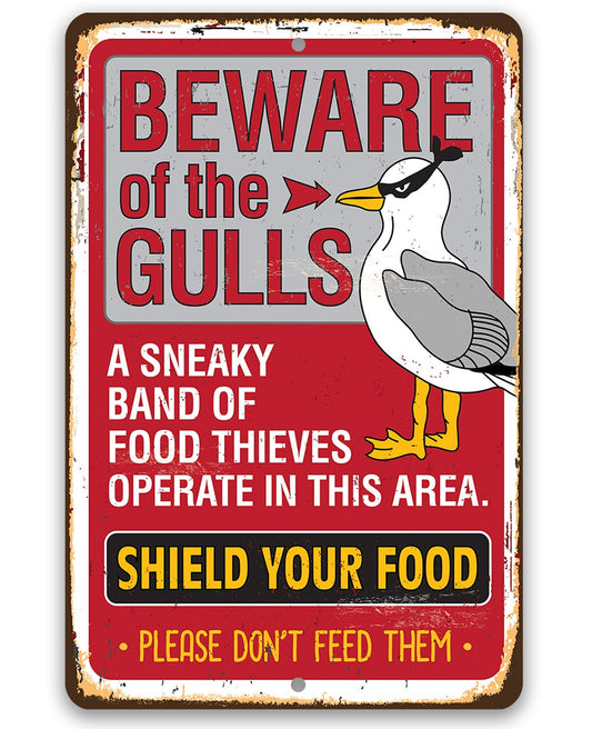 Beware of the Gulls - Metal Sign Metal Sign Lone Star Art