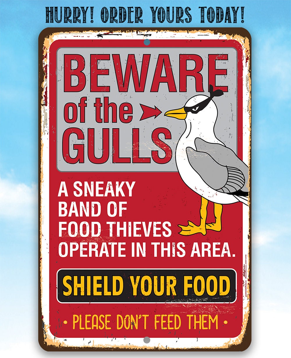 Beware of the Gulls - Metal Sign Metal Sign Lone Star Art 