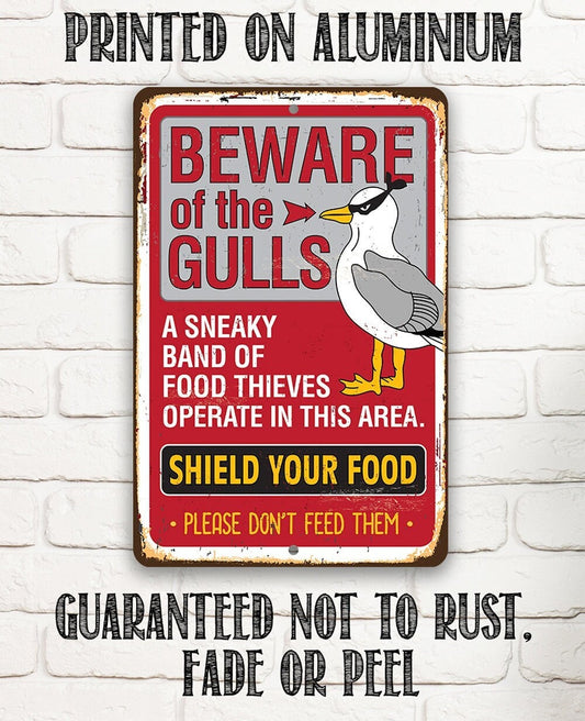 Beware of the Gulls - Metal Sign Metal Sign Lone Star Art
