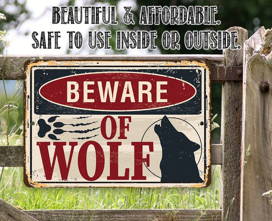Beware of Wolf - Metal Sign Metal Sign Lone Star Art