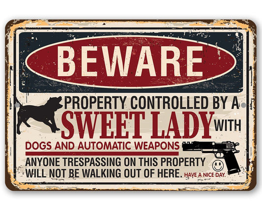 Beware Sweet Lady - Metal Sign | Lone Star Art.