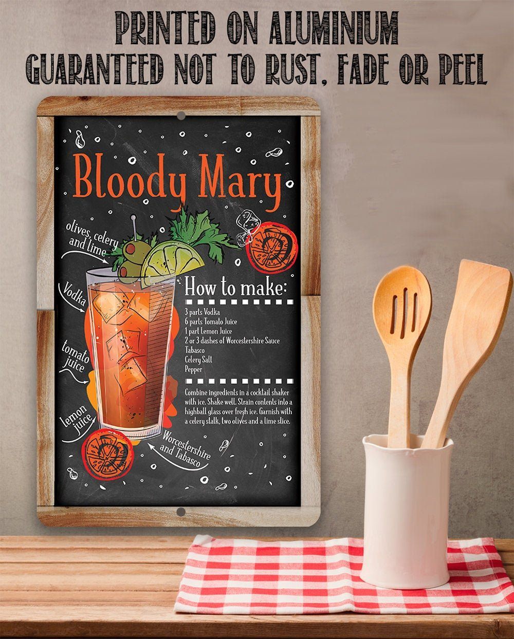 Bloody Mary Bar Recipe - Metal Sign | Lone Star Art.