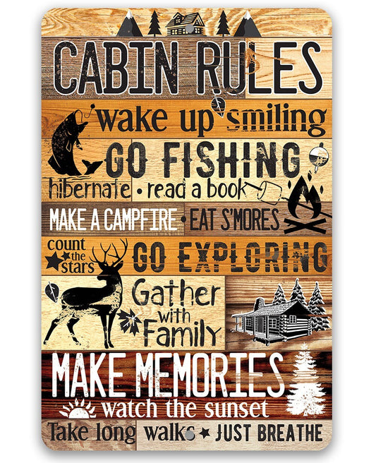 Cabin Rules - Metal Sign Metal Sign Lone Star Art