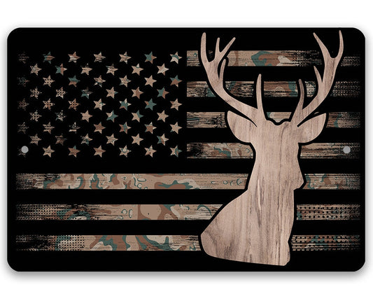 Camo Flag Hunting - Metal Sign Metal Sign Lone Star Art