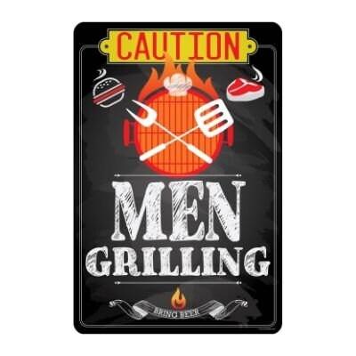 Caution Men Grilling Bring Beer - Metal Sign | Lone Star Art.