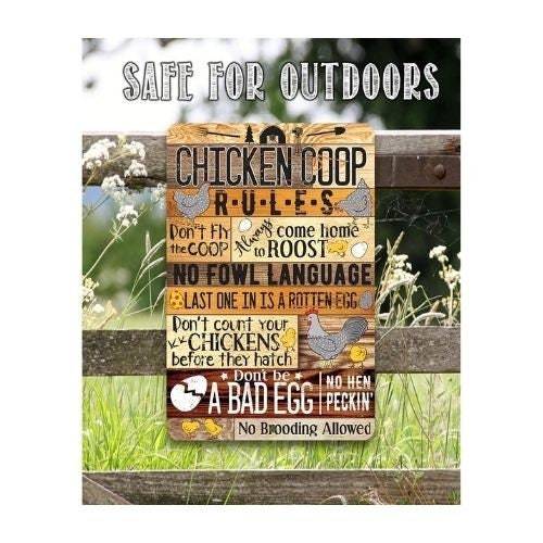 Chicken Coop Rules - Metal Sign | Lone Star Art.