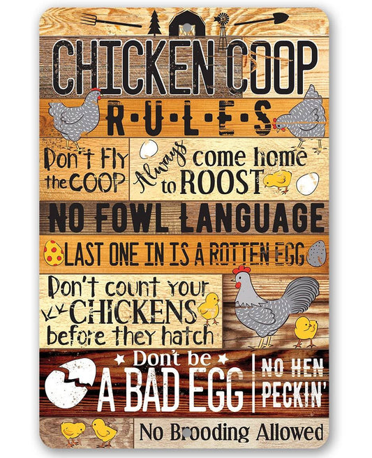 Chicken Coop Rules - Metal Sign | Lone Star Art.