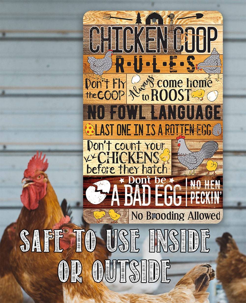 Chicken Coop Rules - Metal Sign | Lone Star Art.