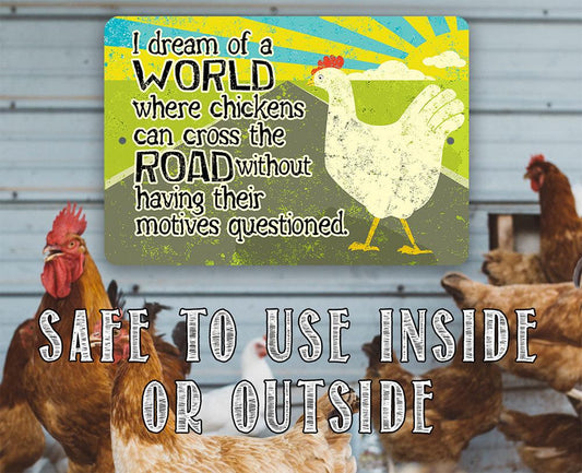 Chicken Cross The Road - Metal Sign | Lone Star Art.