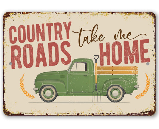 Country Roads - Metal Sign | Lone Star Art.
