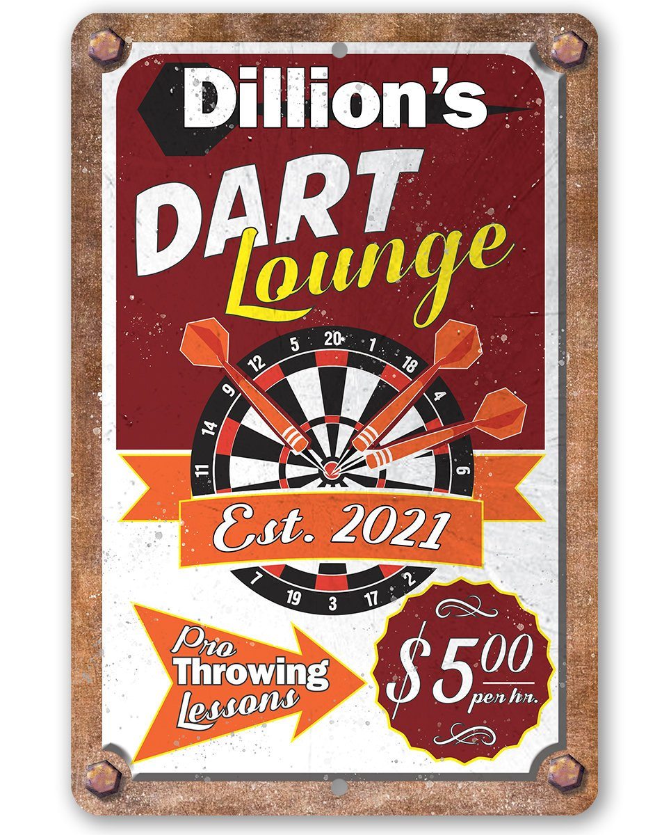 Darton Sign Personalized - Dart Lounge - Metal Sign | Lone Star Art.