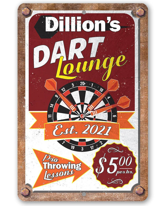 Personalized - Dart Lounge - Metal Sign | Lone Star Art.