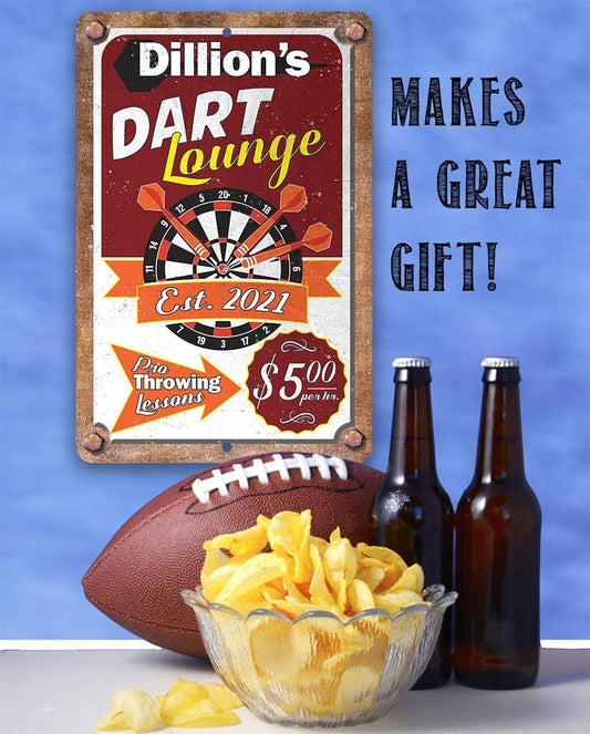 Personalized - Dart Lounge - Metal Sign | Lone Star Art.