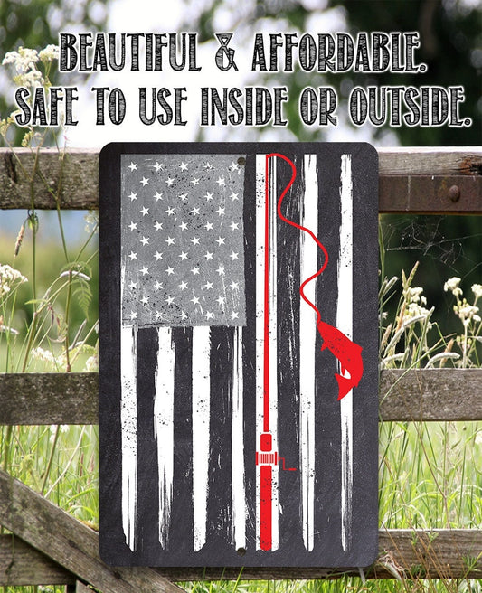 Distressed Flag Fishing - Metal Sign Metal Sign Lone Star Art