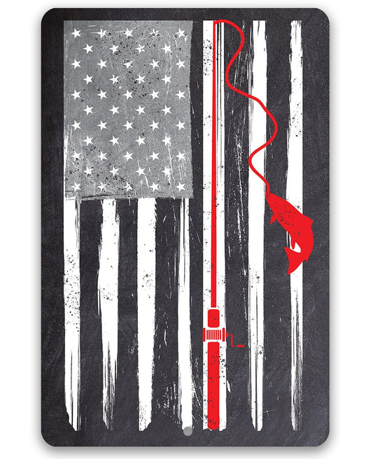 Distressed Flag Fishing - Metal Sign Metal Sign Lone Star Art