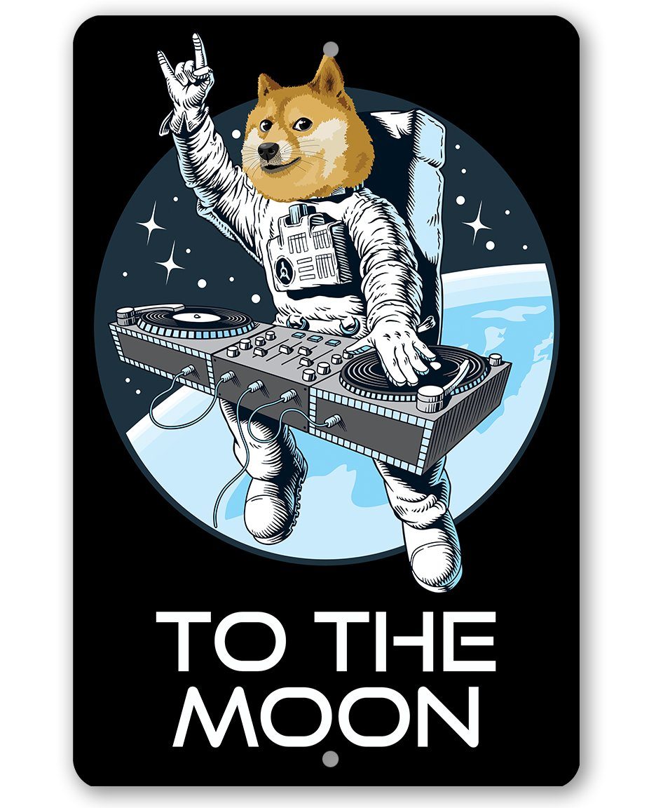 Dogecoin to the Moon - Metal Sign | Lone Star Art.