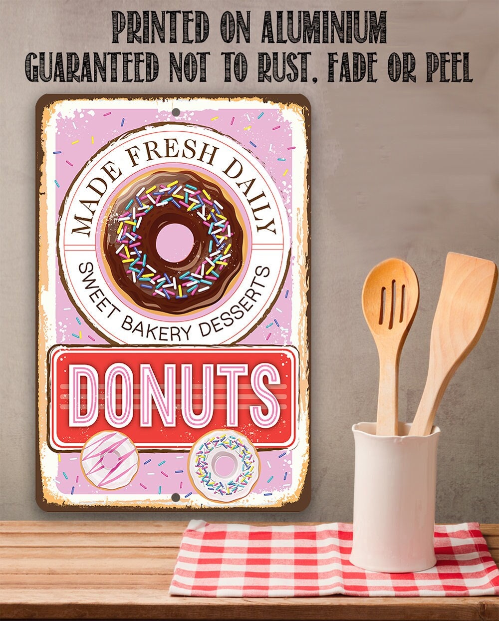 Donuts, Made Fresh Daily - Metal Sign Metal Sign Lone Star Art 