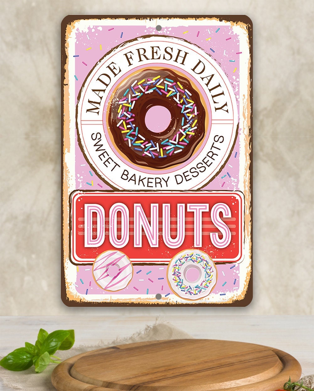 Donuts, Made Fresh Daily - Metal Sign Metal Sign Lone Star Art 