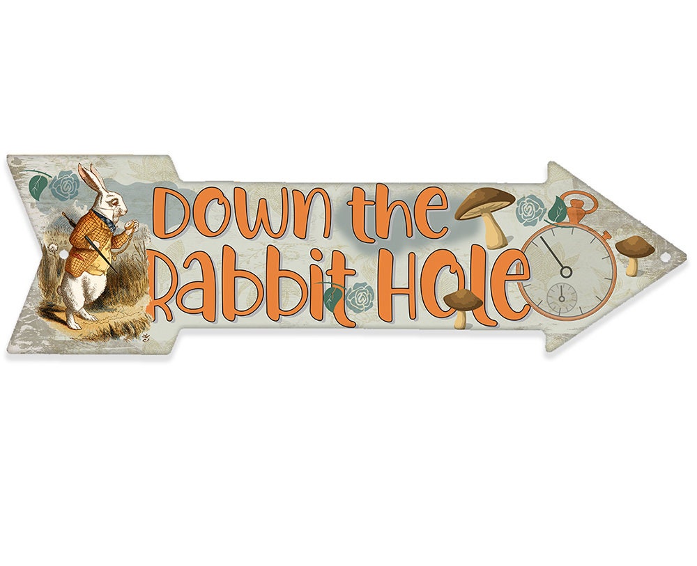 down-the-rabbit-hole-directional-arrow-metal-sign-lone-star-art for Free Printable Alice In Wonderland Arrow Signs Down The Rabbit Hole - Directional Arrow - Metal Sign - Lone Star Art for Free Printable Alice In Wonderland Arrow Signs