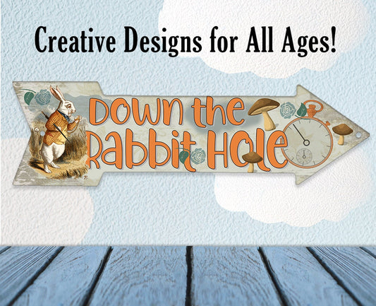 Down The Rabbit Hole - Directional Arrow - Metal Sign Metal Sign Lone Star Art