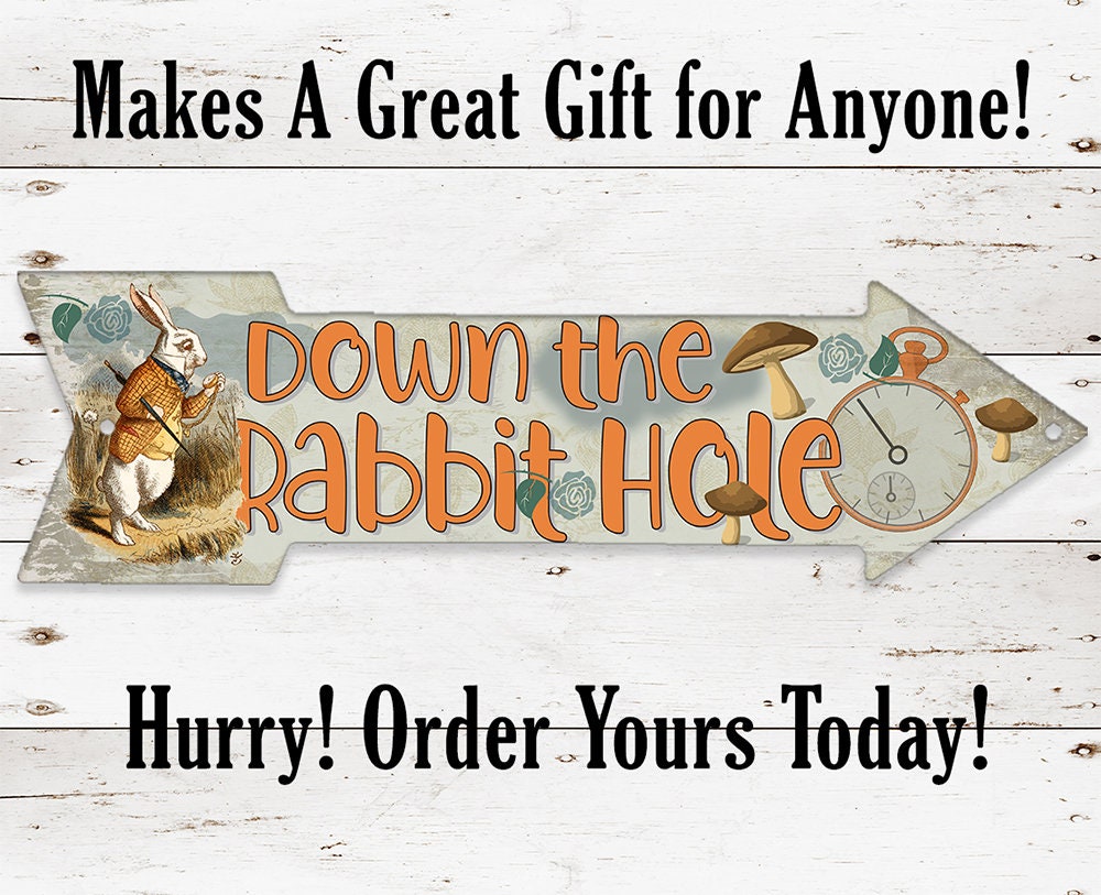 Down The Rabbit Hole - Directional Arrow - Metal Sign Metal Sign Lone Star Art 