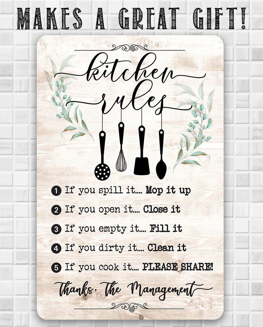 Kitchen Rules - Metal Sign | Lone Star Art.