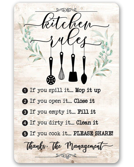 Kitchen Rules - Metal Sign | Lone Star Art.